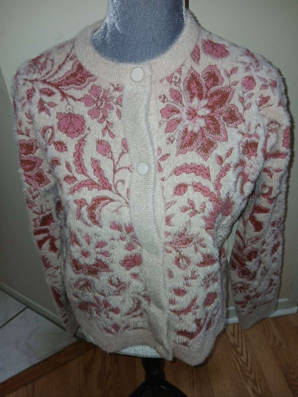 Rachel Zoe Floral Crewneck Cardigan/Sweater NWT